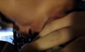 Horny chick with glasses cocksuck